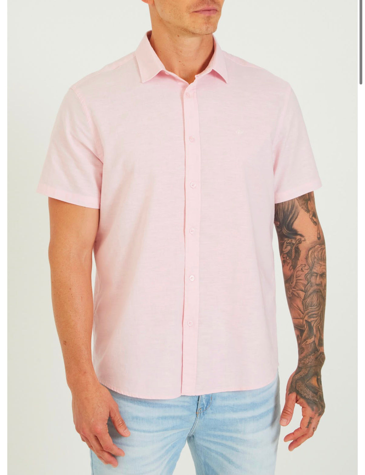 CAMISA FORUM MASCULINO LINHO RELAX COR ROSA CLARO