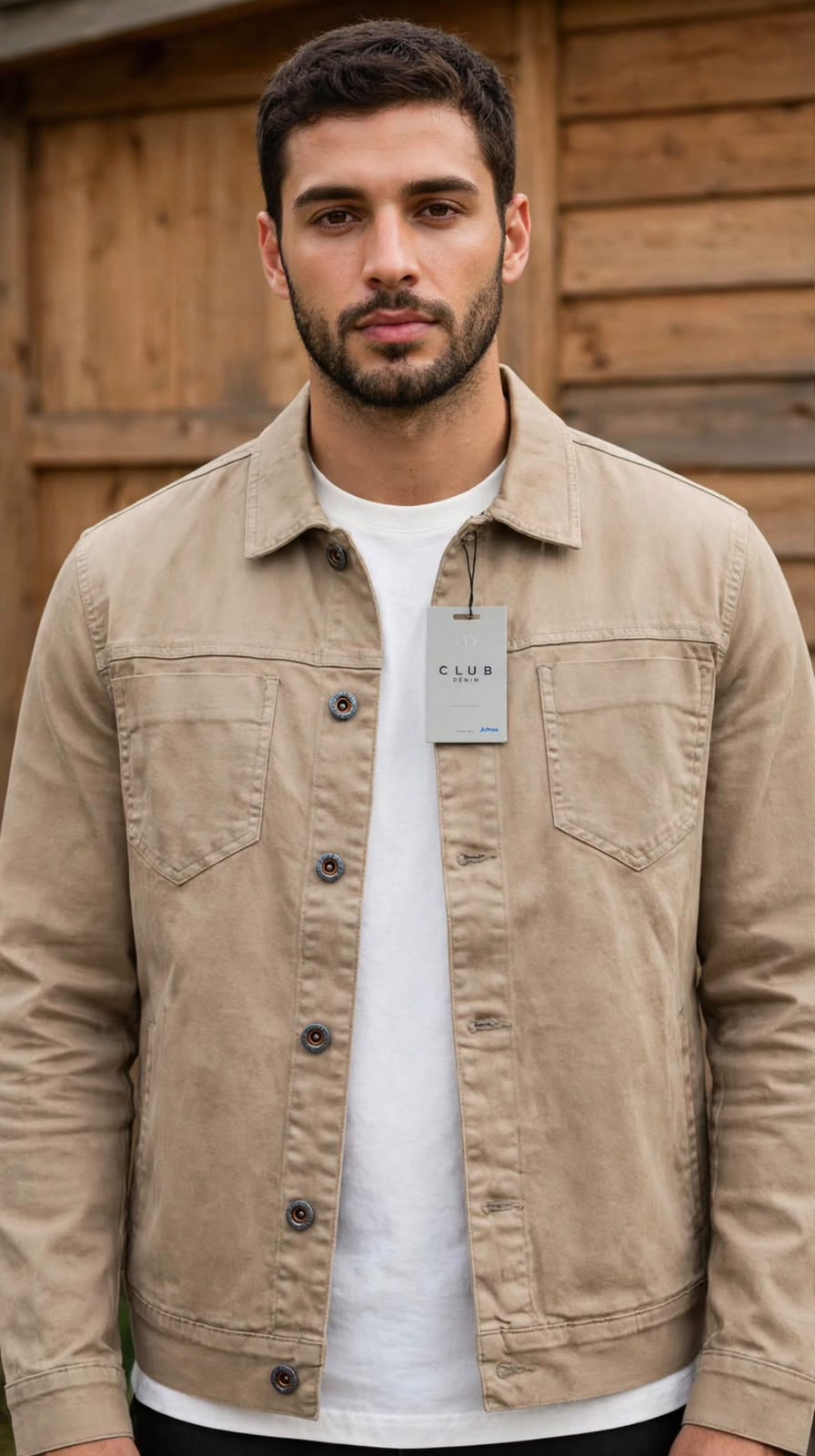 JAQUETA CLUBDENIM MASCULINO SLIM FIT COR CAQUI