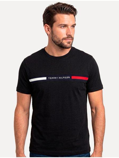 CAMISETA ESTAMPADA TOMMY HILFIGER MASCULINA REGULAR FIT COR PRETA