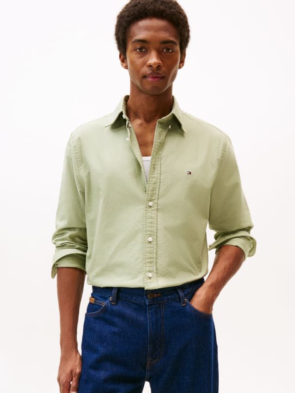 CAMISA MANGA LONGA TOMMY HILFIGER REGULAR FIT MASCULINO COR VERDE CLARO