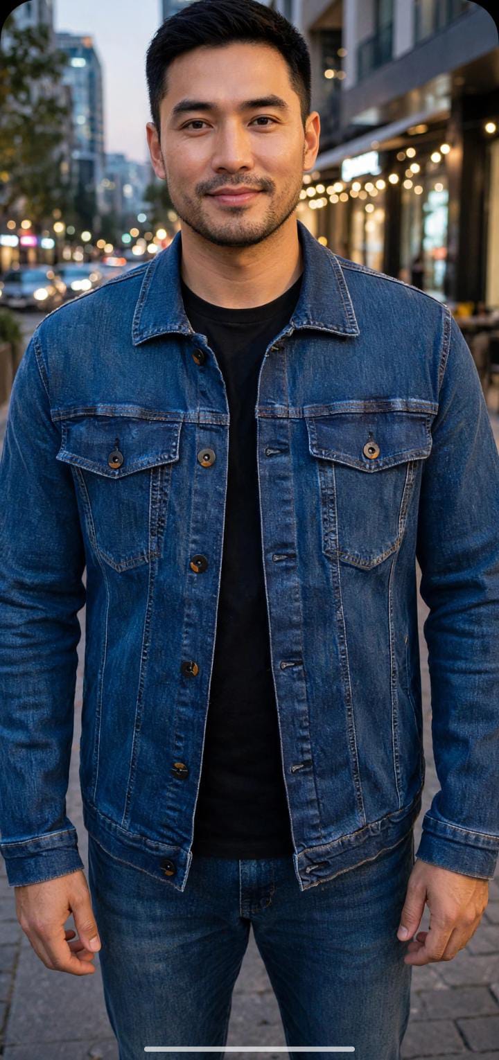 JAQUETA JEANS OGNUS MASCULINO COR AZUL MÉDIO TRADICIONAL