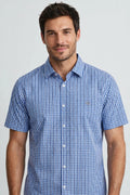 CAMISA XADREZ MANGA CURTA OGOCHI MASCULINO SLIM CASUAL COR AZUL
