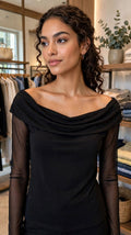 BLUSINHA TULE MANGA LONGA, OMBRO A OMBRO