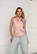 BLUSINHA CETIM FRENTE ÚNICA COR ROSA