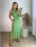 CONJUNTO DE SAIA LONGA E COLETE LINHO, VANESSA FERRAZ