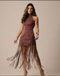 VESTIDO CURTO DE COURO VOM FRANJA, ANATHEMA