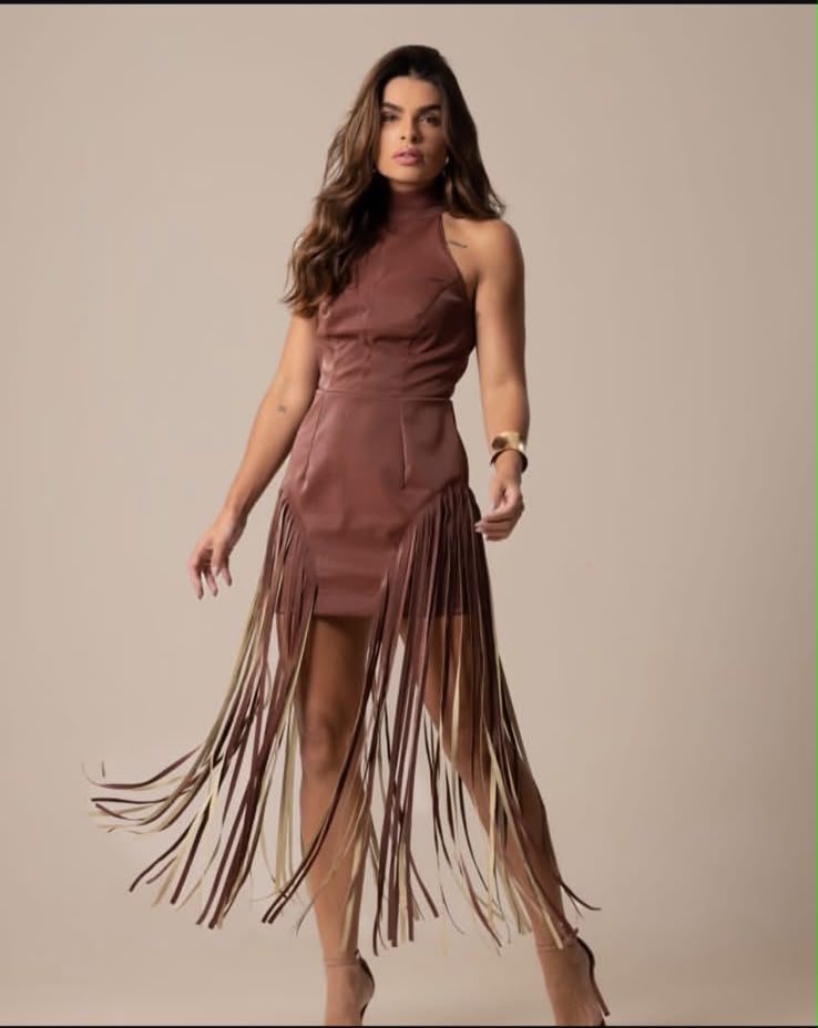 VESTIDO CURTO DE COURO VOM FRANJA, ANATHEMA