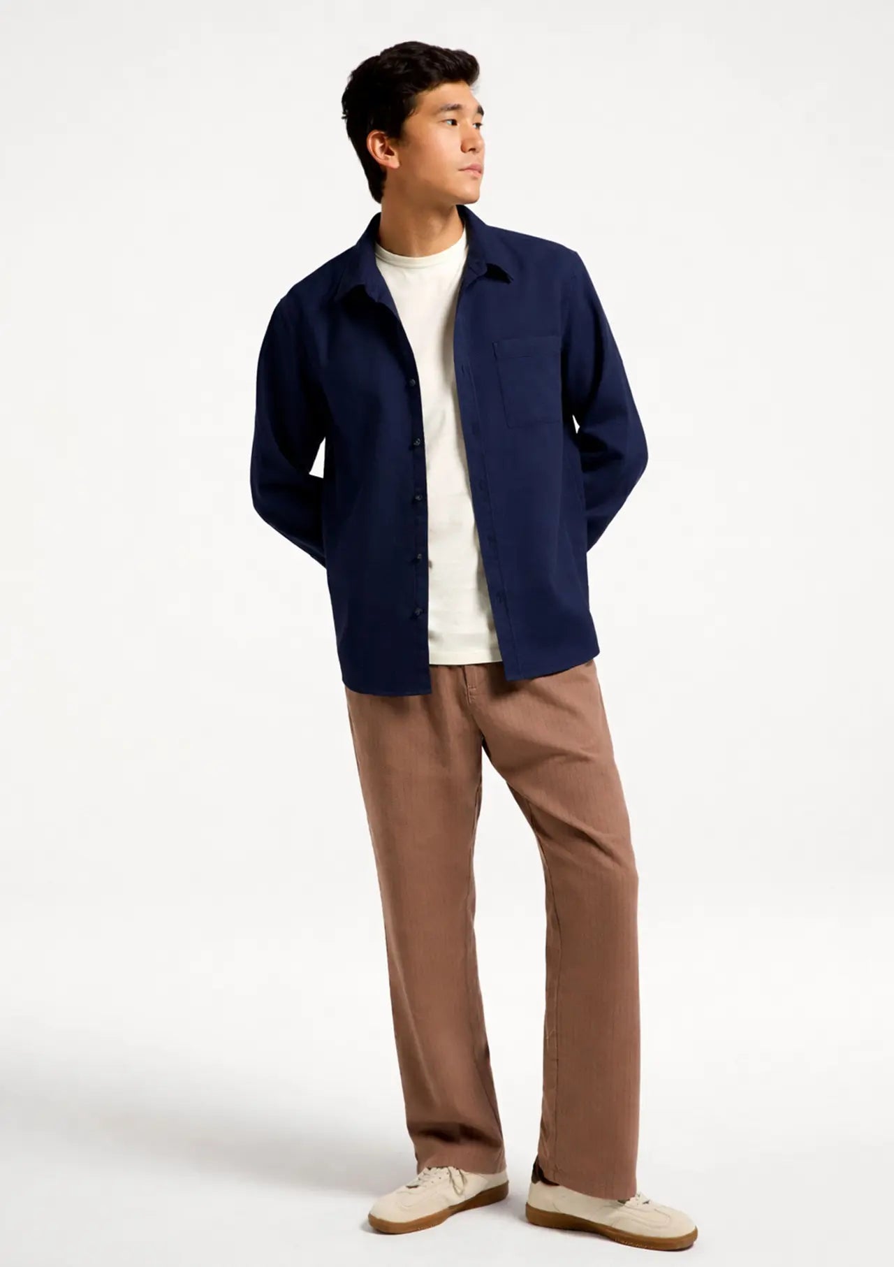 Camisa Masculina Algodão Manga Longa - Azul