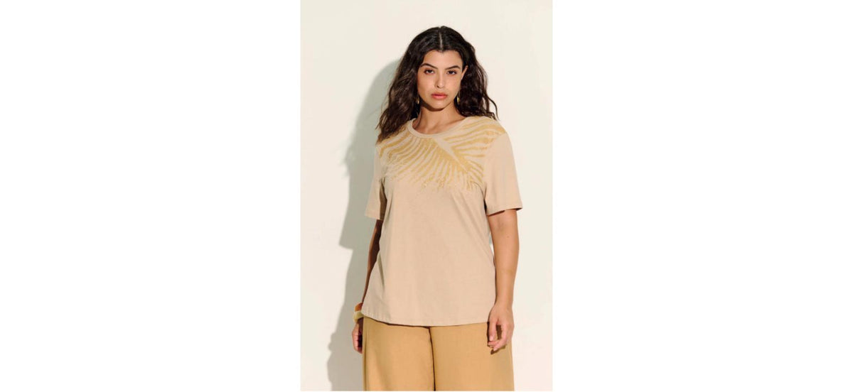 Tshirt Elegance Feminino Cor Bege Estampado