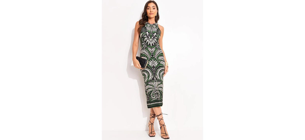 Vestido Farm Cor Verde Estampado