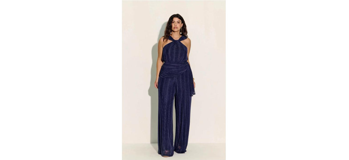 Conjunto Elegance Feminino Cor Azul Marinho Com Brilho