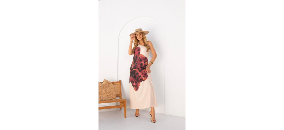 Vestido Diva's Cor Off-White Estampado