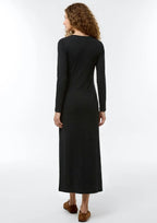 Vestido Longo Em Ribana Canelada - Preto